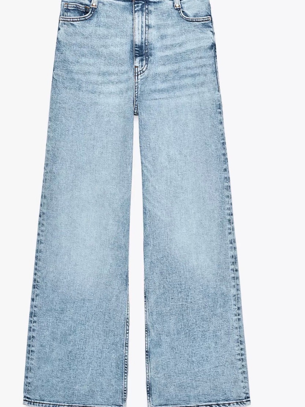 Zara Light Blue Wide-Leg High-Rise Jeans